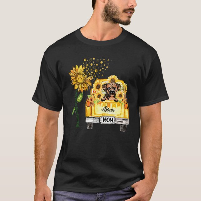 Funny Boxer Mamma Solros Hund Tass T Shirt (Framsida)