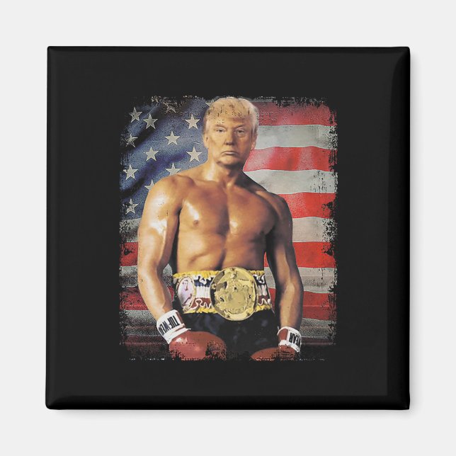 Funny Boxer Trump Trump Rocky Memy Magnet (Framsidan)