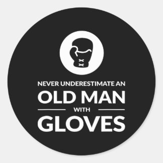 Funny Boxing Boxer Old Man T Shirt Gift Runt Klistermärke