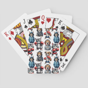 Funny Boxing Cat Hund Mönster Design Casinokort