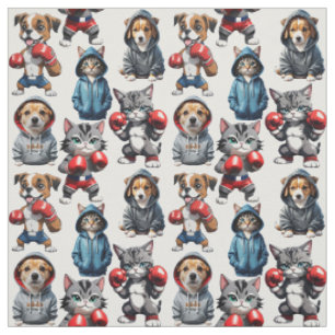 Funny Boxing Cat Hund Mönster Design Tyg