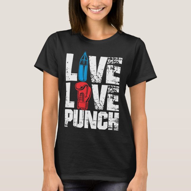 Funny Boxing Glove Tee Live Kärlek Slår (Framsida)