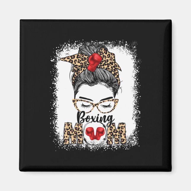 Funny Boxing-handskar Messy Bun Boxing Mamma Magnet (Framsidan)