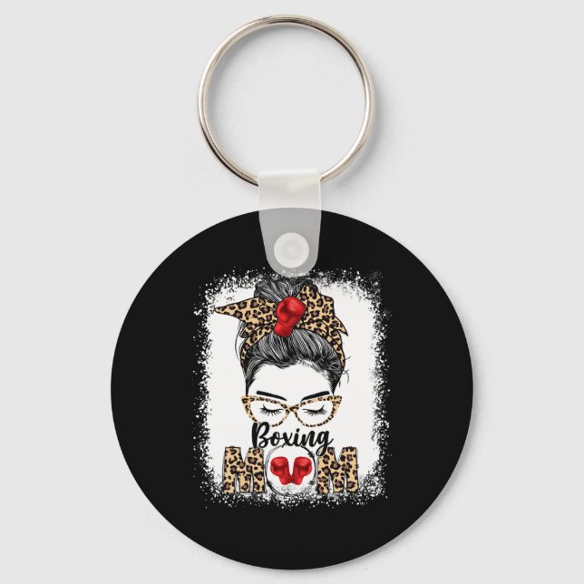 Funny Boxing-handskar Messy Bun Boxing Mamma Nyckelring (Framsida)