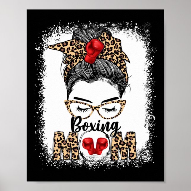 Funny Boxing-handskar Messy Bun Boxing Mamma Poster (Framsidan)