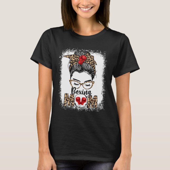 Funny Boxing-handskar Messy Bun Boxing Mamma T Shirt (Framsida)