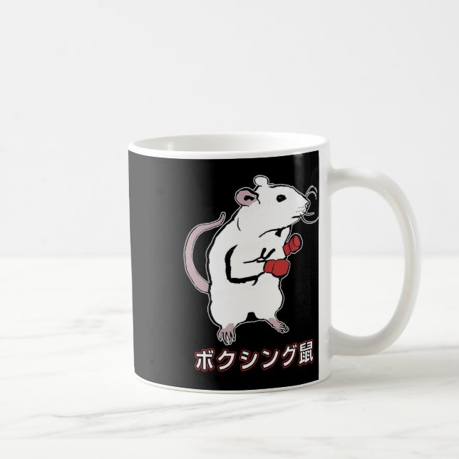 Funny Boxing Mouse Japansk Kaffemugg (Höger)