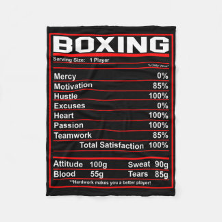 Funny Boxing Nutrition Facts Boxer Fleecefilt