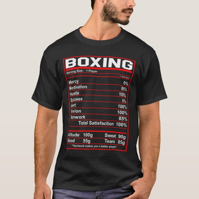Funny Boxing Nutrition Facts Boxer T Shirt (Framsida)