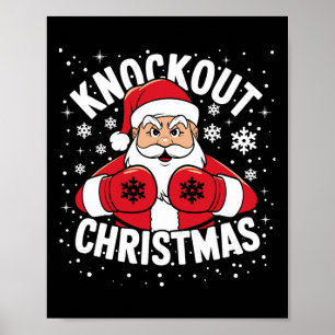 Funny Boxing Player Julafton Ljus Santa Boxing Chr Poster