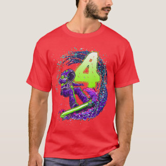 Funny Boy 4e födelsedagen Astronaut Rymden Surfe T Shirt