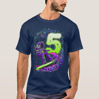Funny Boy 5 Birthday Astronaut Rymden Surfe T Shirt