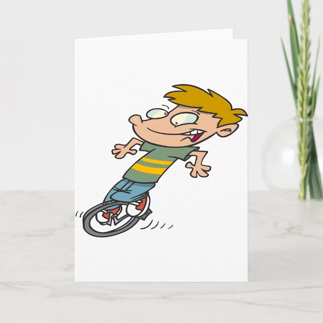 Funny Boy Riding Unicle Kort (Skapare uppladdad)