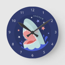 Funny Boy Shark Navy Blue Nautical Kids Namn Sea