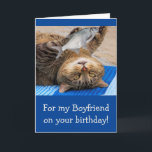 Funny Boykompis Fiske Birthday Kort<br><div class="desc">Ge din man kommer att minnas ett kort med den här roliga katten och fisken. Underbar för mannen som bara måste ta den där än. Tack för tittar och hopp. Photo ©Christine Greenspan</div>