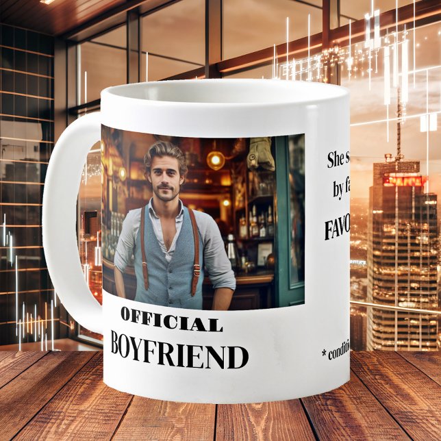 Funny Boykompis Photo Coffee Mugg (Funny minimalist boyfriend mug featuring your custom photos and texts.)