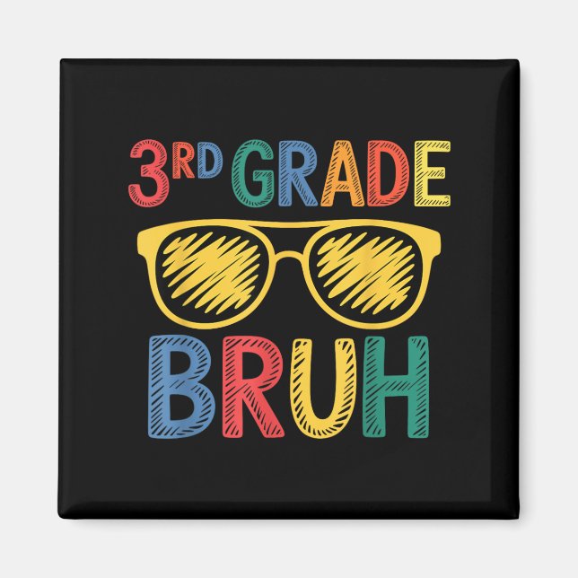 Funny Boys Girls Back to School 3rd Grade Bruh Magnet (Framsidan)