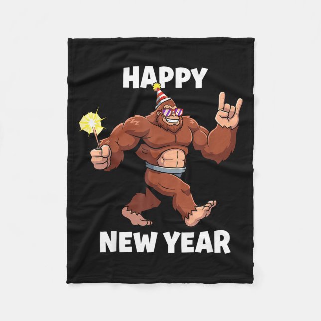 Funny Boys Nye Outfit, Mens Fireworks Bigfoot Happ Fleecefilt (Framsidan)