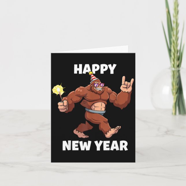 Funny Boys Nye Outfit, Mens Fireworks Bigfoot Happ Kort (Framsida)