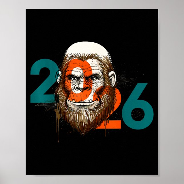 Funny Boys Nye Outfit, Mens Fireworks Bigfoot Happ Poster (Framsidan)