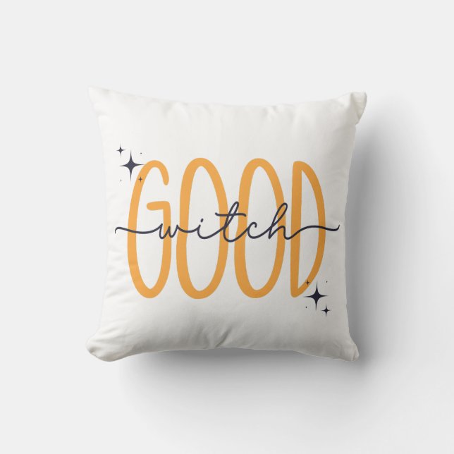 Funny Bra Witch Modern Halloween Orange Black Kudde (Framsida)