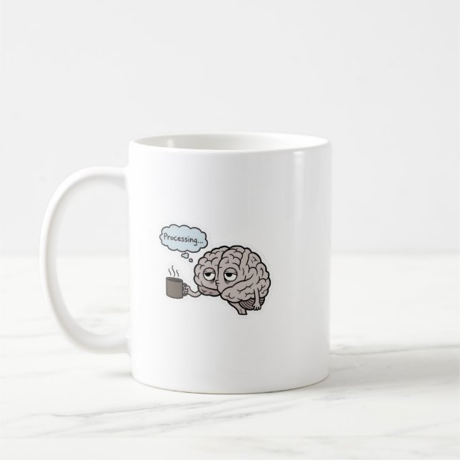 Funny Brain Drinking Coffee Mug - Cute Science & C Kaffemugg (Vänster)