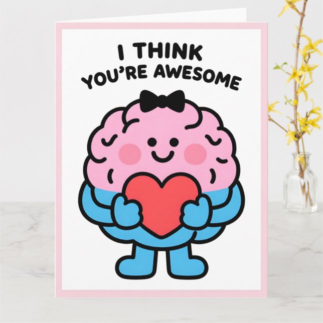 Funny Brain Love Valentine Greeting Card Kort (Gul blomma)