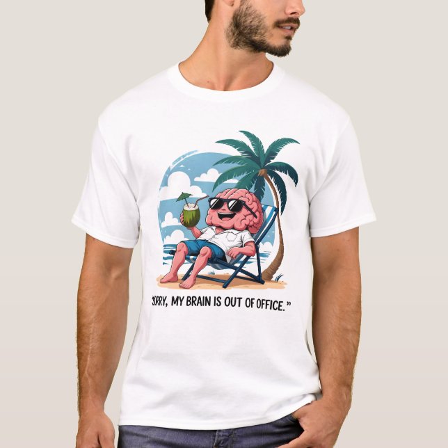 Funny Brain On Vacation-Beach Humor T Shirt (Framsida)