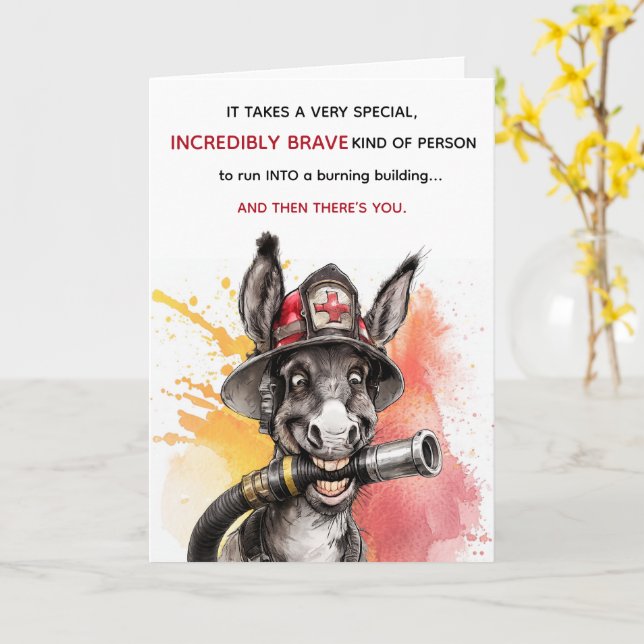 Funny Brave Idiot Firefighter Birthday Card Kort (Gul blomma)