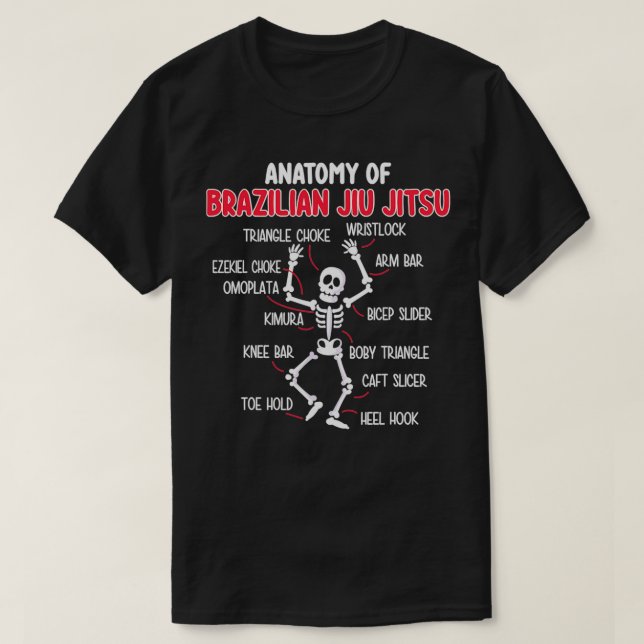 Funny Brazilian Jiu Jitsu Skeleton T Shirt (Design framsida)