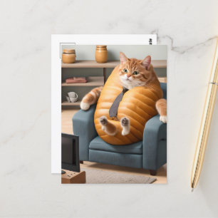 Funny Bread Loaf Cat Vykort
