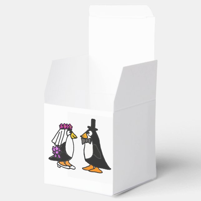 Funny Bride and Groom Penguin Favor Box Presentaskar (Öppnad)