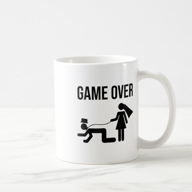 Funny Bride Groom Bachelor Bachelorette Bröllop Gr Kaffemugg (Höger)