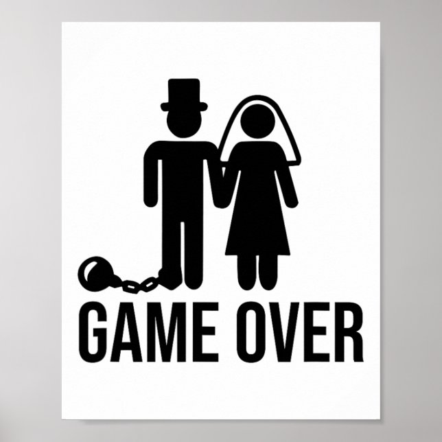 Funny Bride Groom Bröllop Bachelor Bachelorette Pa Poster (Framsidan)