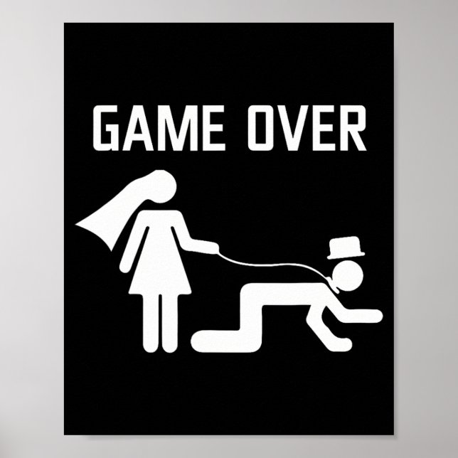 Funny Bride Groom Bröllop Bachelor Bachelorette Pa Poster (Framsidan)