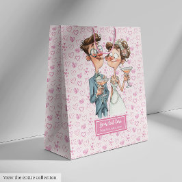 Funny Bride Groom Gift Bag Quirky Tecknad Stil