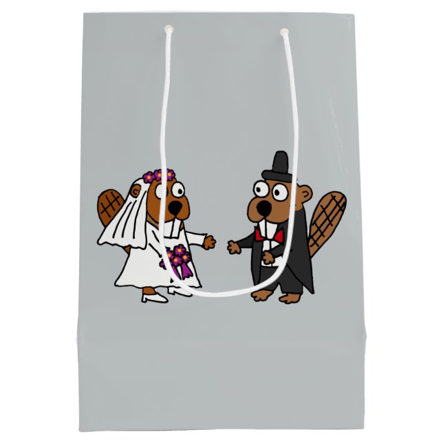 Funny Bride och Groom Beaver Gift Bag (Baksidan)