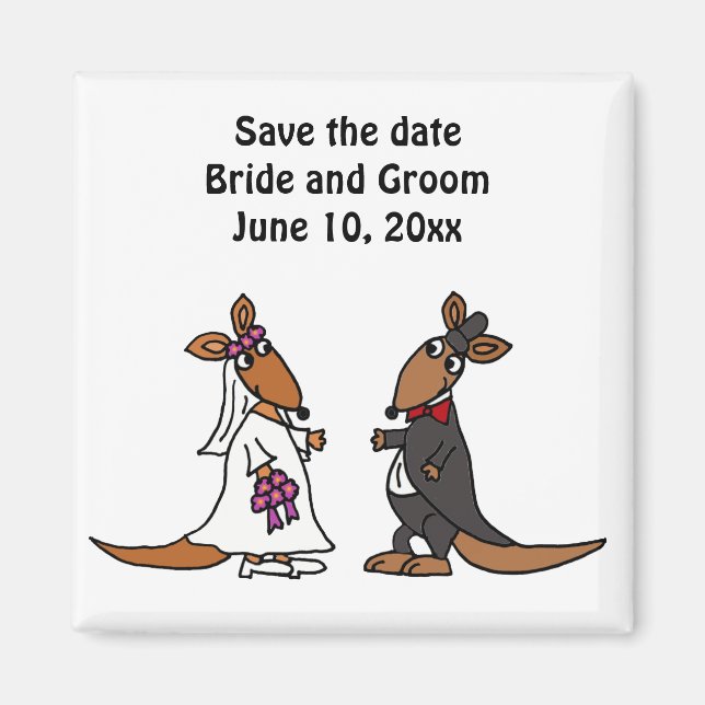 Funny Bride och Groom Kangaroo Bröllop Design Magnet (Framsidan)