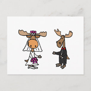 Funny Bride och Groom Moose Bröllop Vykort