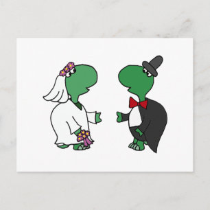 Funny Bride och Groom Turtle Bröllop Design Vykort