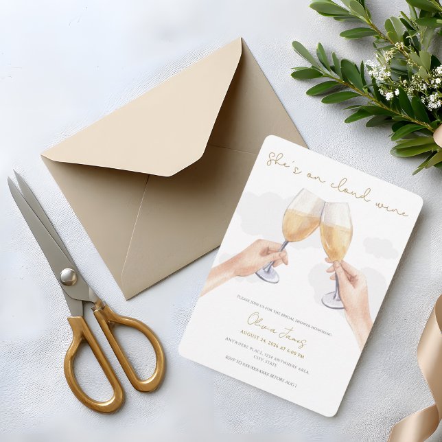 Funny, bride on cloud wine bridal shower inbjudningar (Skapare uppladdad)