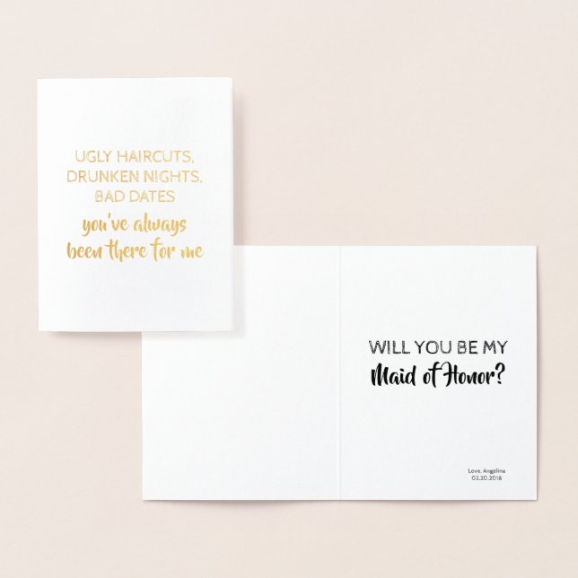 Funny Bridesmaid eller Maid of honor Folierat Kort (Display)