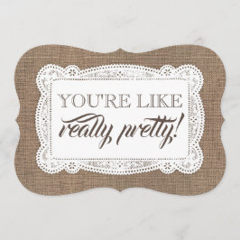 Funny Bridesmaid/Maid of honor Rustic Burlap Inbjudningar