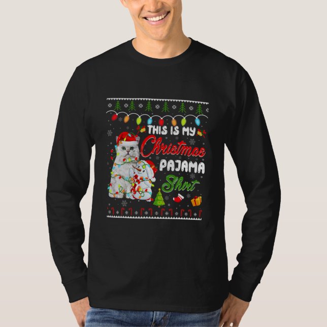 Funny British Longhair This Is My Christmas T Shirt (Framsida)