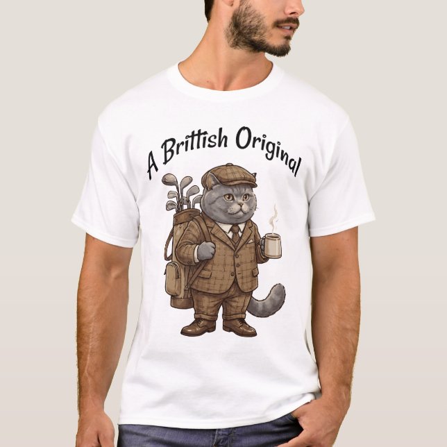 Funny British Shorthair Cat Golf T-Shirt (Framsida)
