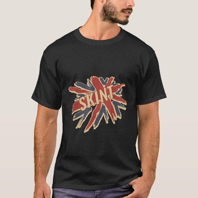 Funny British Slang T Shirt med Flagga Skint T Shi (Framsida)