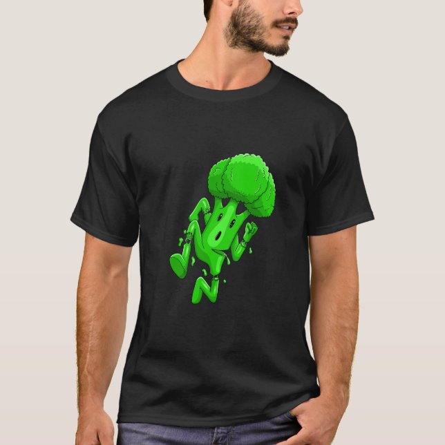 Funny Broccoli Cartoon T Shirt (Framsida)