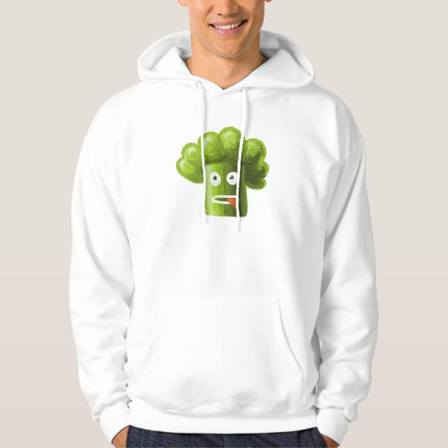 Funny Broccoli Crazy Vegan Vegetarian Hoodie (Framsida)