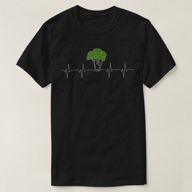 Funny Broccoli Heartslag Vegetables Älskare T Shirt (Design framsida)