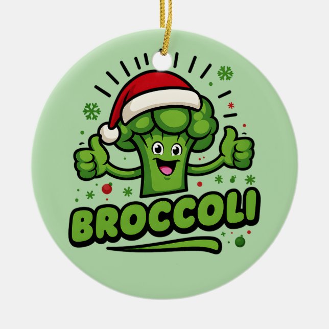 Funny Broccoli jul Kids Småbarn Julafton Julgransprydnad Keramik (Framsidan)